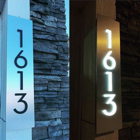 vertical metal house number plaque|vertical illuminated house numbers.